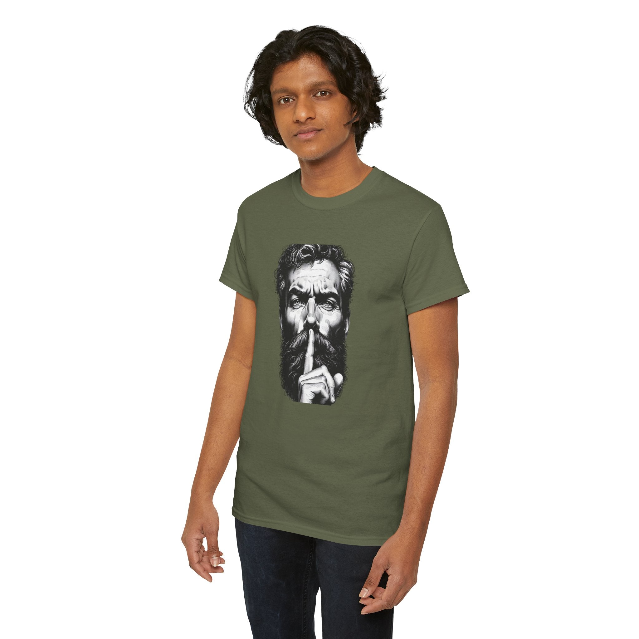 Shh Bearded Man T-Shirt – Stylish & Mysterious Design