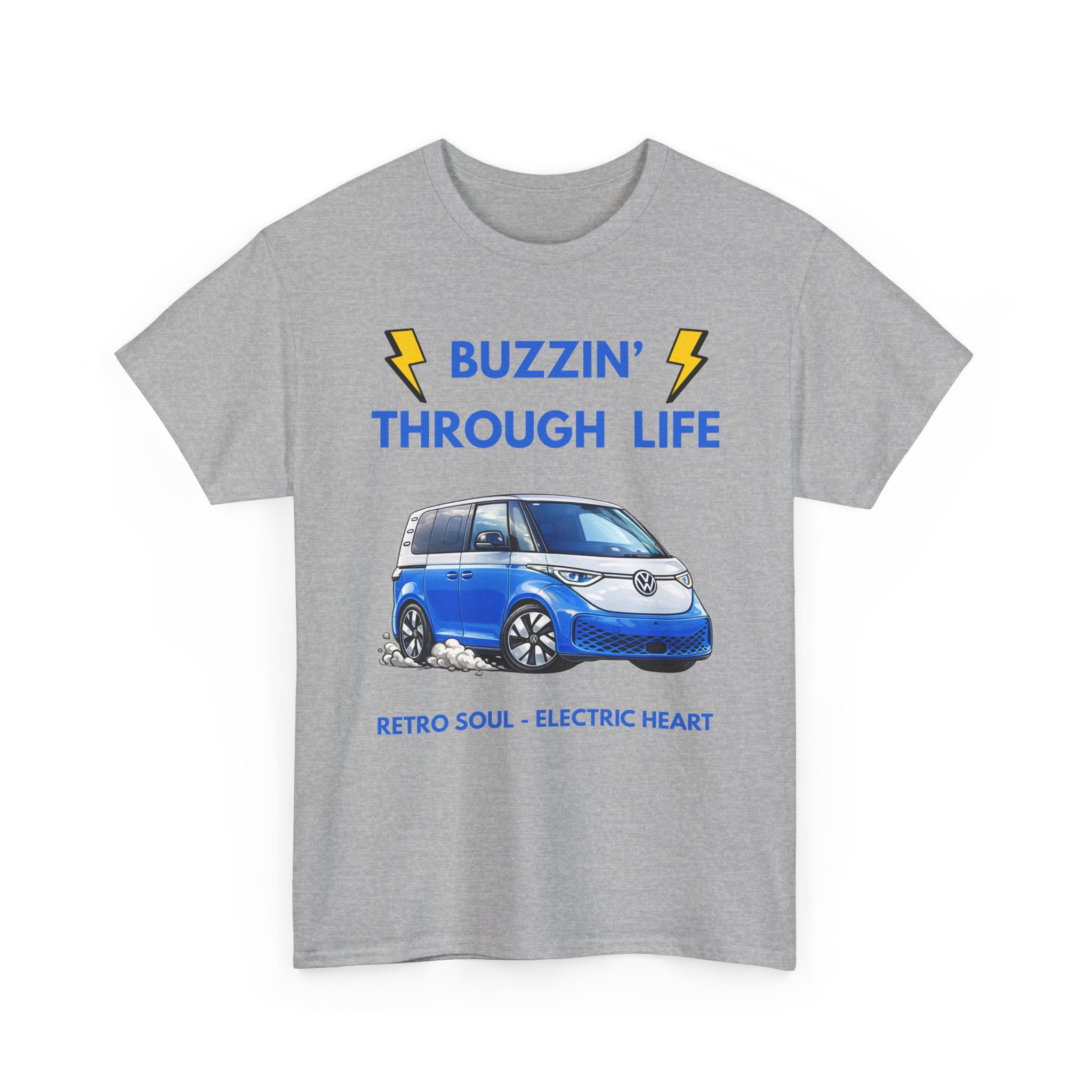 Buzzin' Through Life T-Shirt | Retro Soul Electric Heart Tee 🚌⚡