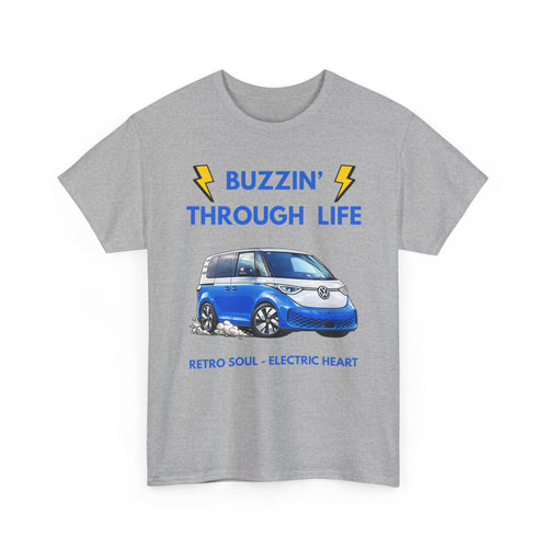 Buzzin' Through Life T-Shirt | Retro Soul Electric Heart Tee 🚌⚡