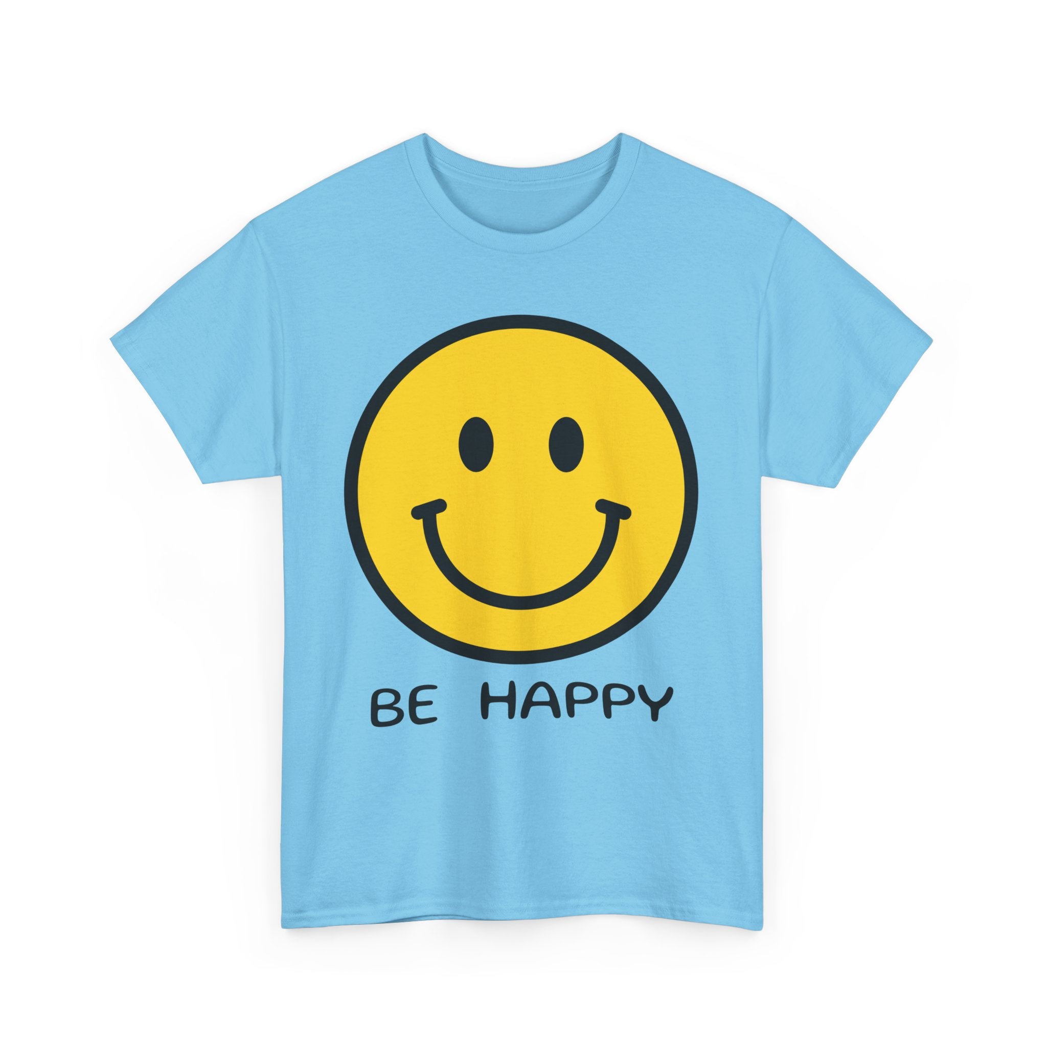 Be Happy T-Shirt – Large Smiley Face Positive Vibes Tee