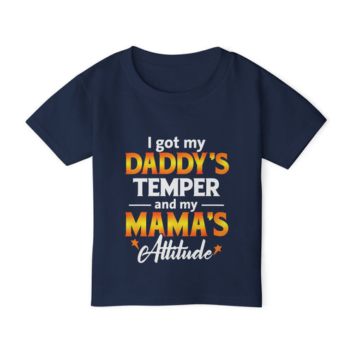 Kids Funny T-Shirt – Daddy’s Temper & Mama’s Attitude