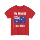 Red t-shirt with Australian flag and text