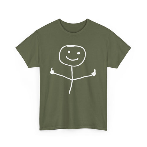 Bold Stick Figure Double Fingers T-Shirt – Edgy Statement Design